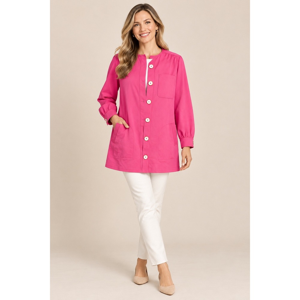 Tuckernuck Jackie Jacket Hot Pink Button Front Longline Coat Womens Small
